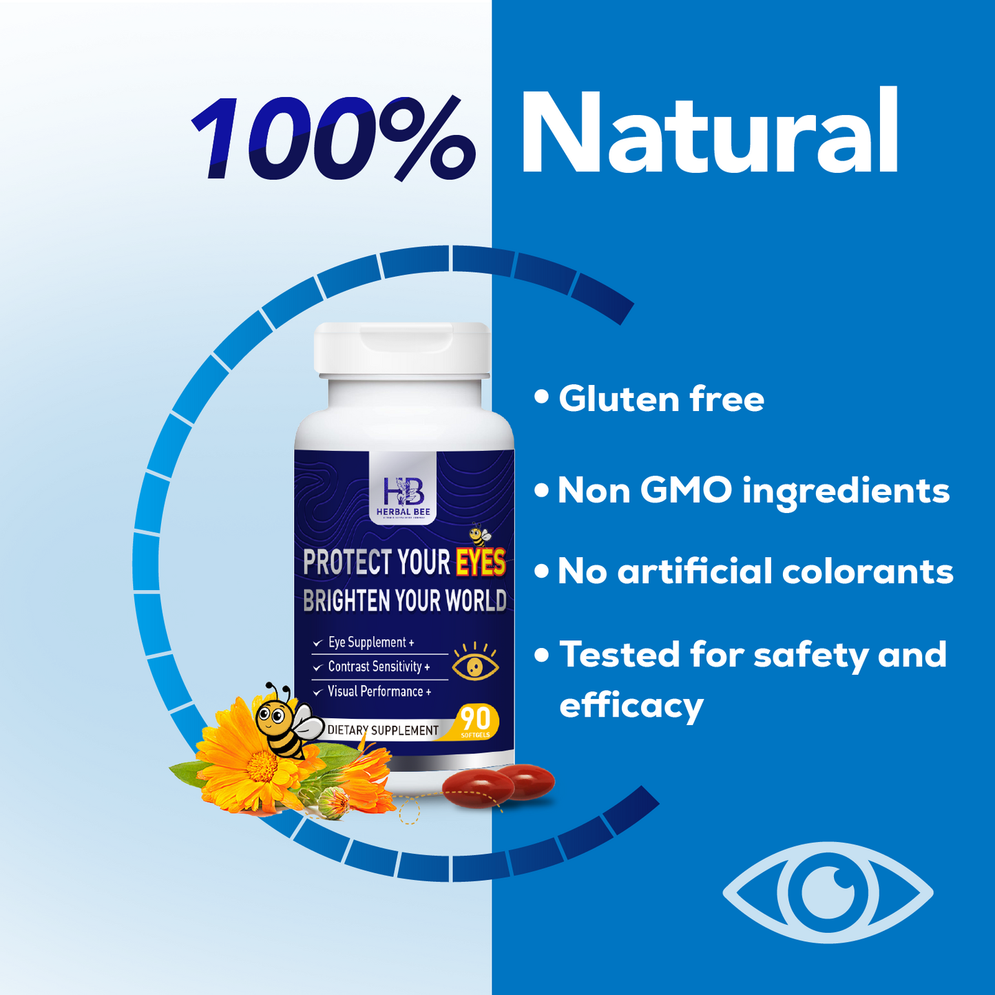 Eye Supplement – Lutein 10mg, Meso-Zeaxanthin 10mg, Zeaxanthin 2mg – Supports Vision | 90 Softgels