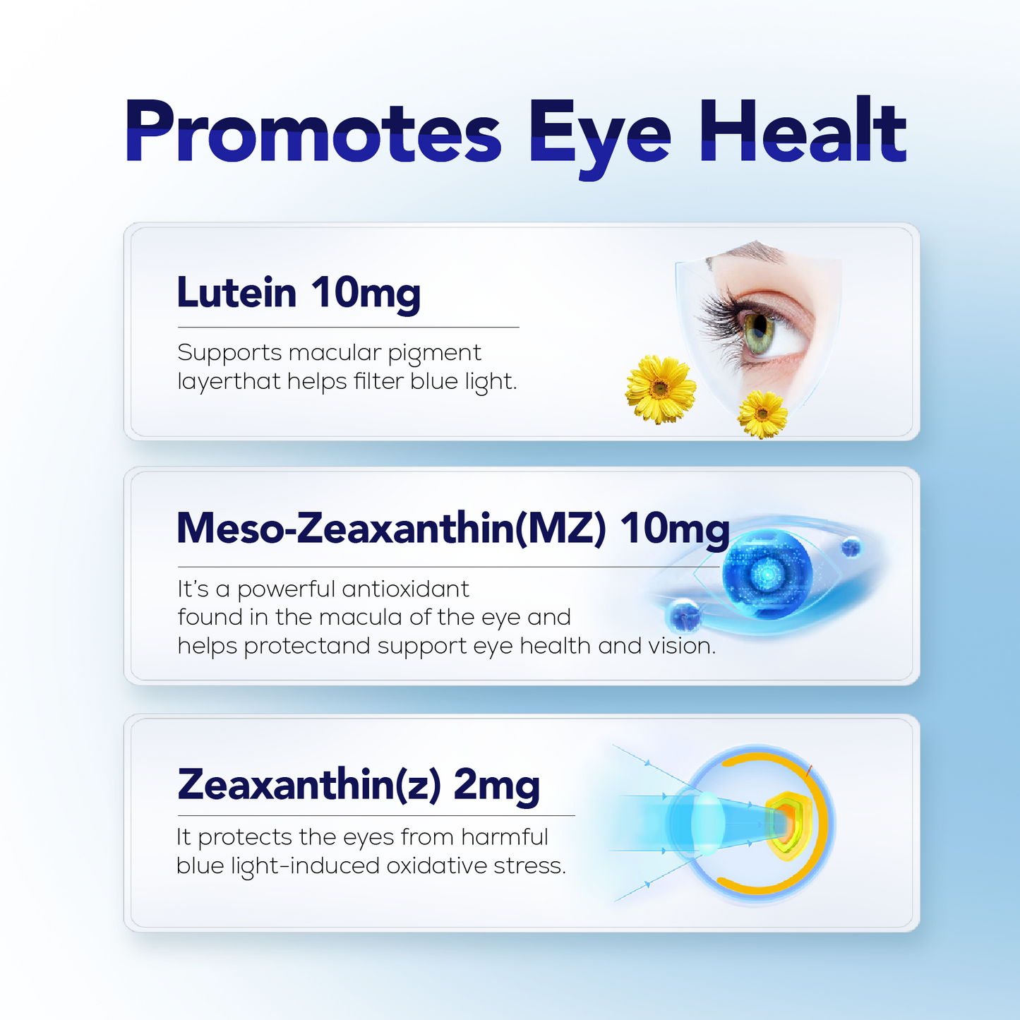 Eye Supplement – Lutein 10mg, Meso-Zeaxanthin 10mg, Zeaxanthin 2mg – Supports Vision | 90 Softgels