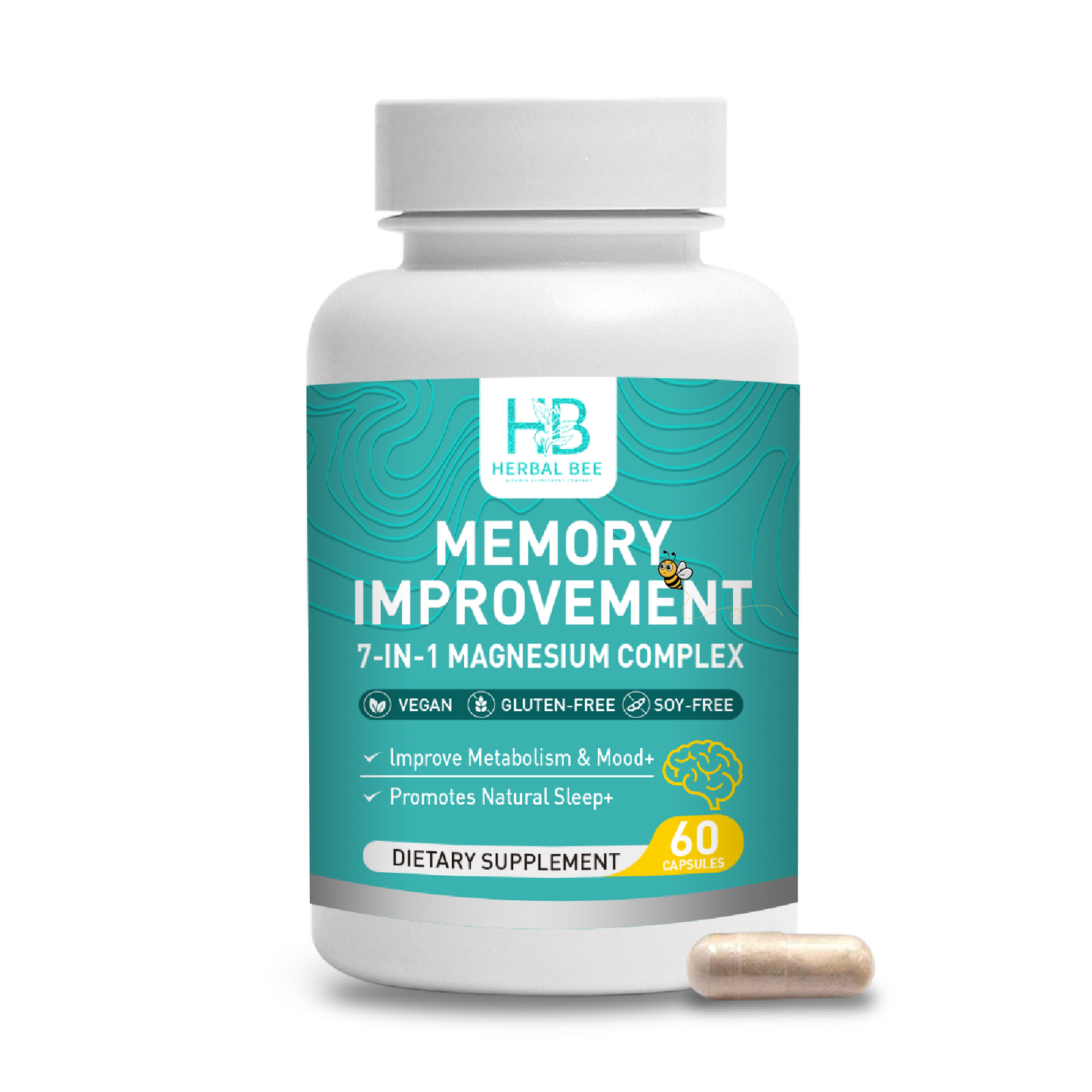 7-in-1 Magnesium Complex – Memory, Focus & Mood Support – Magnesium Glycinate, Citrate | 60 Capsules