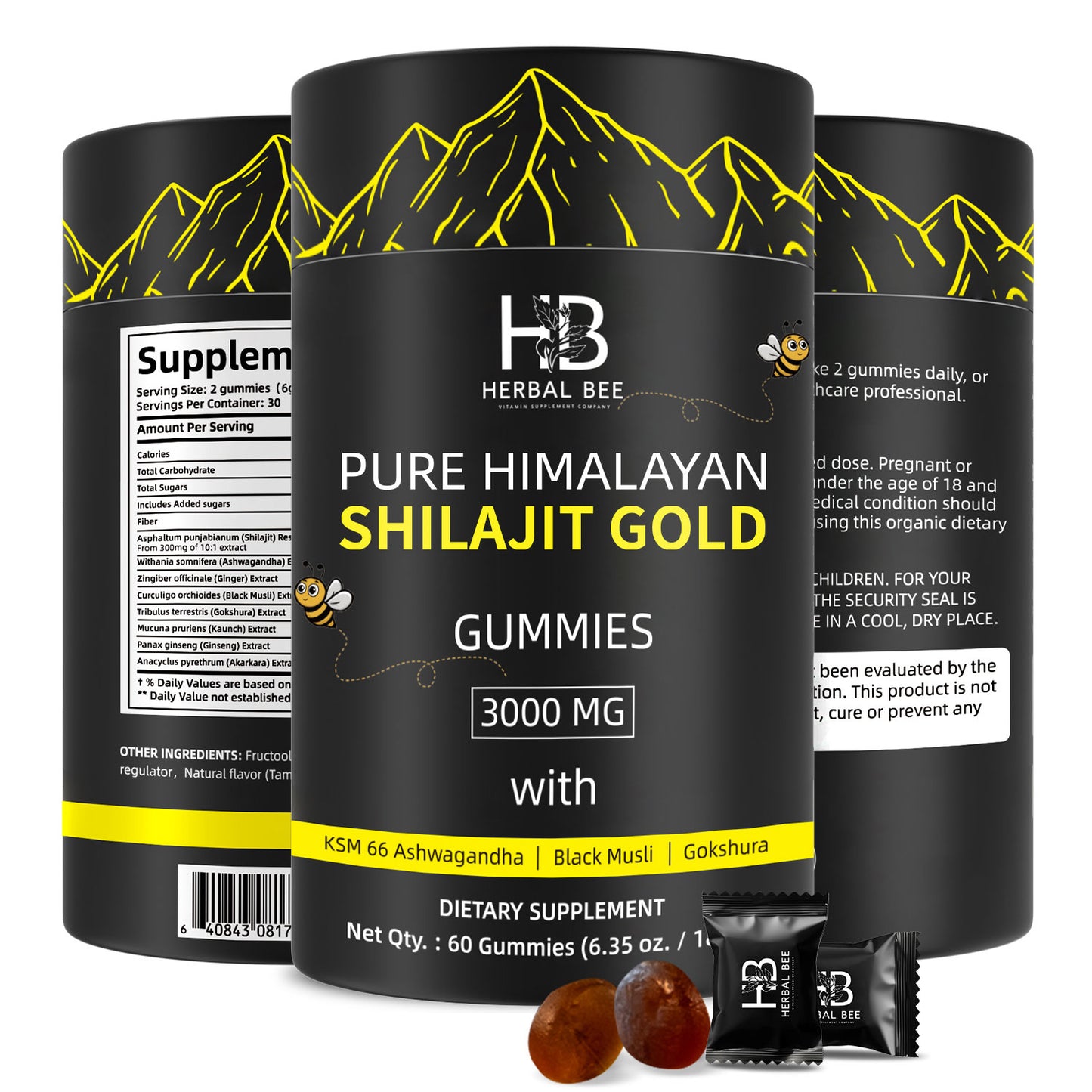 Shilajit Gummies: Pure Himalayan Shilajit with Ashwagandha & Fulvic Acid | 60 Gummies