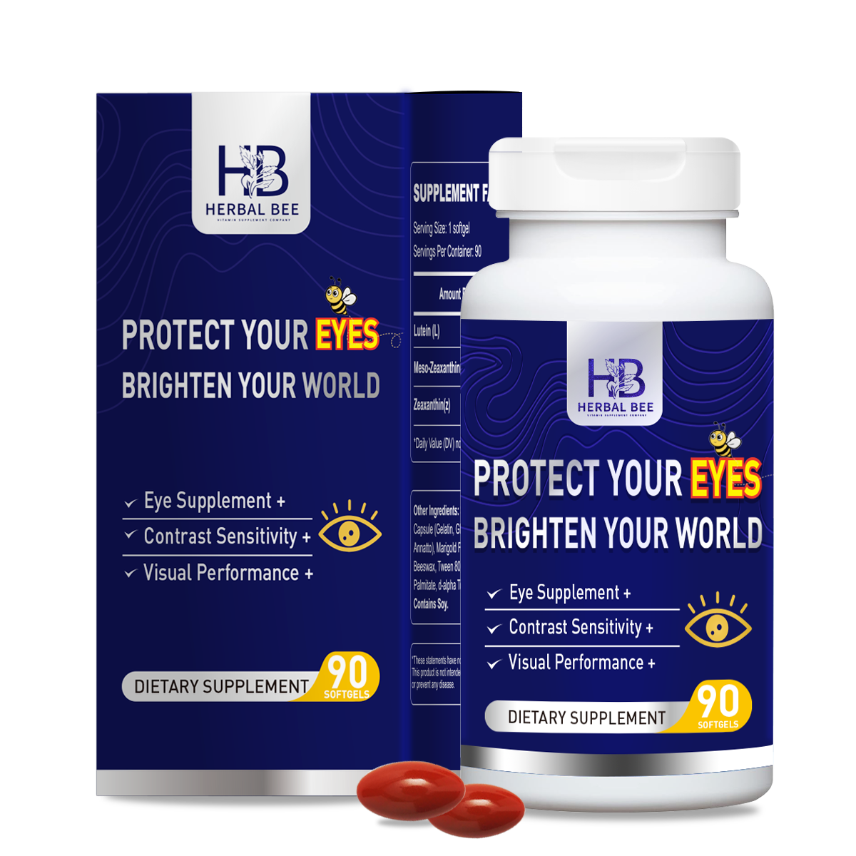 Eye Supplement – Lutein 10mg, Meso-Zeaxanthin 10mg, Zeaxanthin 2mg – Supports Vision | 90 Softgels