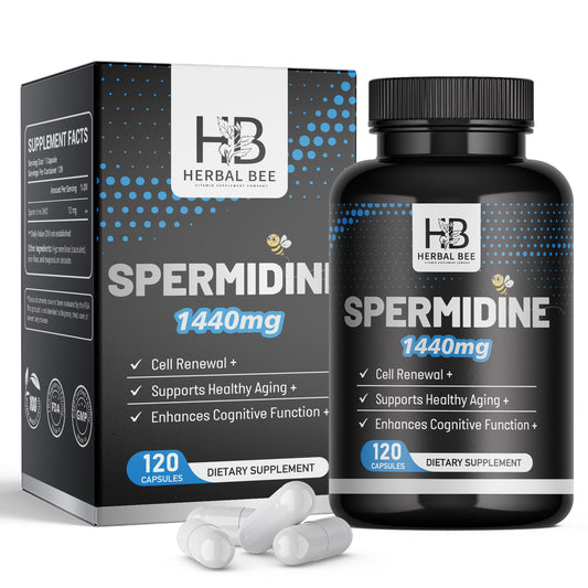 Herbal Bee Spermidine 1440mg, Cellular Renewal & Healthy Aging Support – Cognitive Function, Vitality & Longevity Support – 120 Capsules (120 Servings)