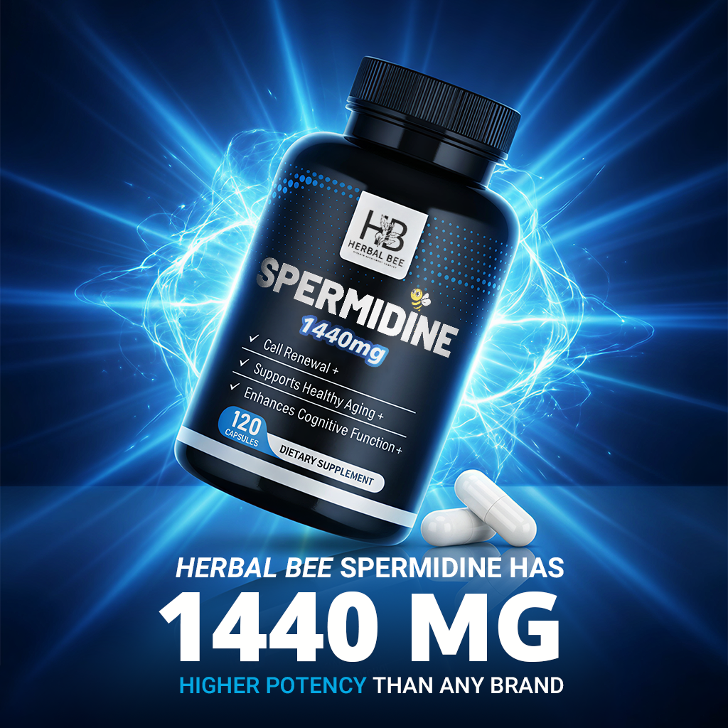 Herbal Bee Spermidine 1440mg, Cellular Renewal & Healthy Aging Support – Cognitive Function, Vitality & Longevity Support – 120 Capsules (120 Servings)