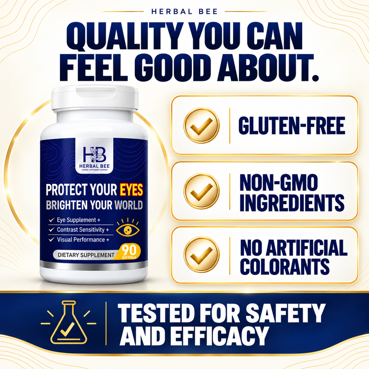 Herbal Bee Eye Supplement – Lutein, Meso-Zeaxanthin & Zeaxanthin, 90 Softgels