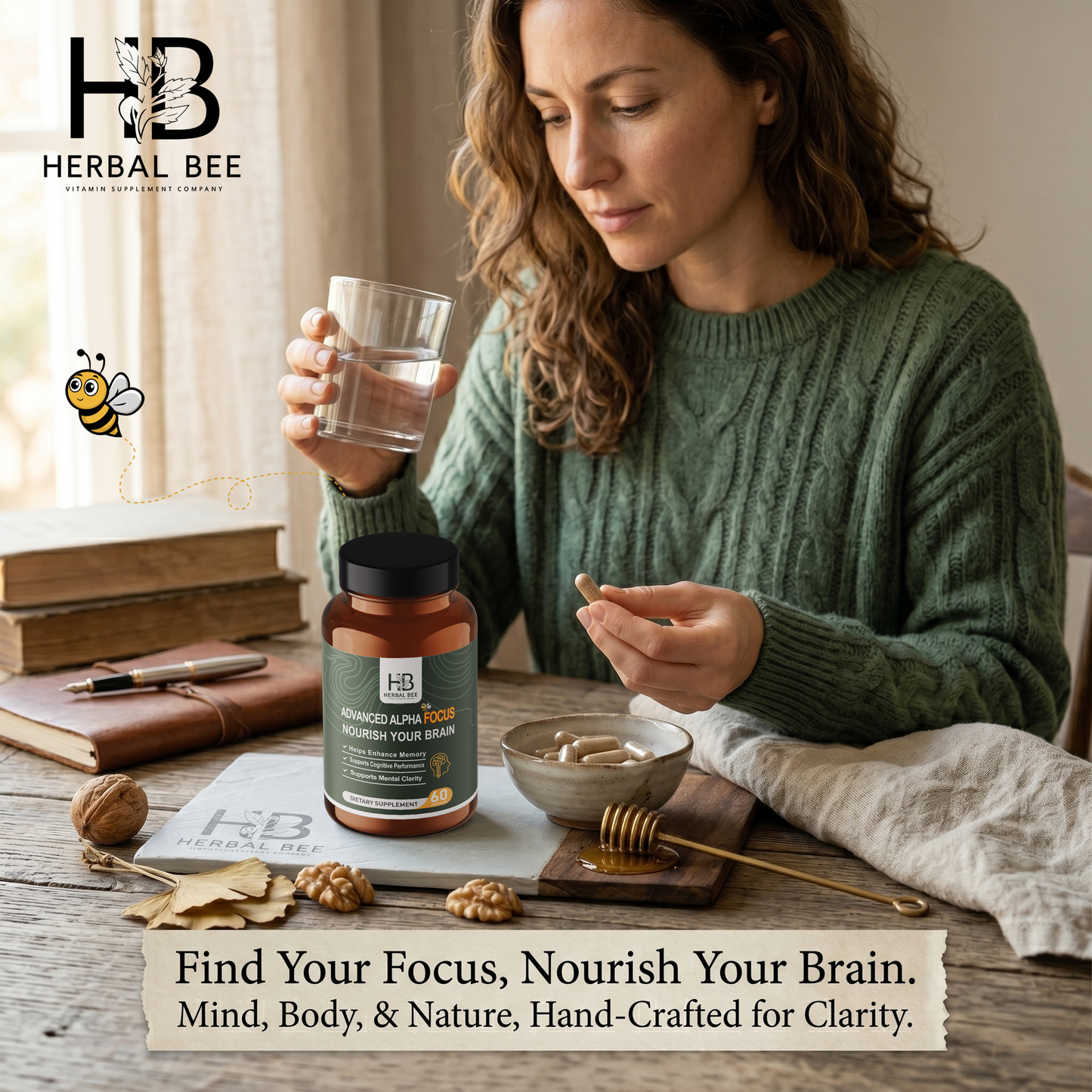 Advanced Alpha Focus Brain – Supports Memory, Cognitive Performance| L-Tyrosine, Ginkgo Biloba, L-Theanine | , 60 Capsules