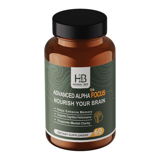 Herbal Bee Advanced Alpha Focus Brain Supplement – Supports Memory, Cognitive Performance| L-Tyrosine, Ginkgo Biloba, L-Theanine | , 60 Capsules