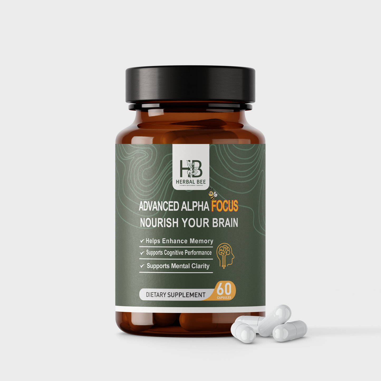 Advanced Alpha Focus Brain – Supports Memory, Cognitive Performance| L-Tyrosine, Ginkgo Biloba, L-Theanine | , 60 Capsules