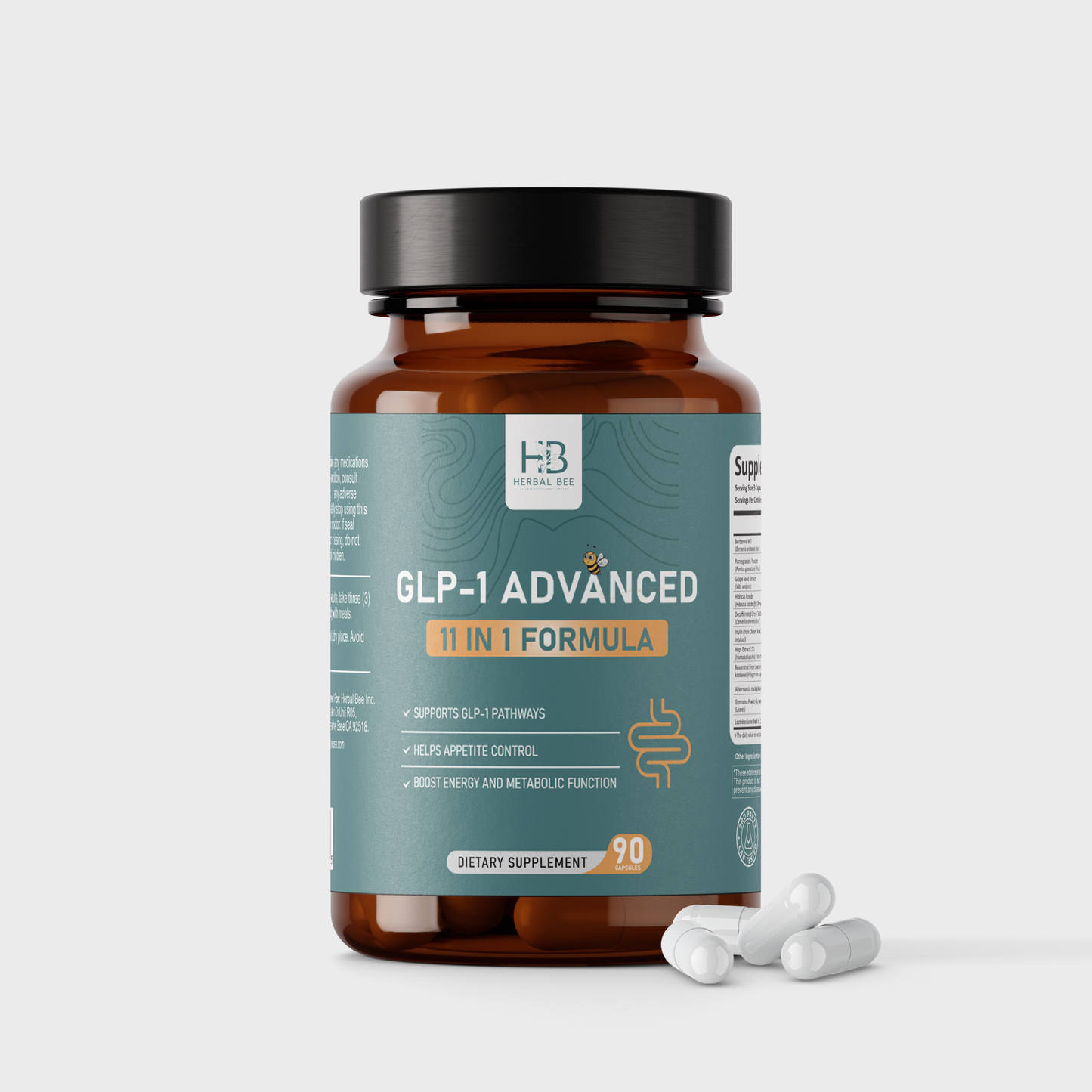 GLP-1 Advanced 11-in-1 Formula – Supports GLP-1 Pathways, Appetite Control | Berberine, Akkermansia, Gymnema Sylvestre, Resveratrol | 90 Capsules