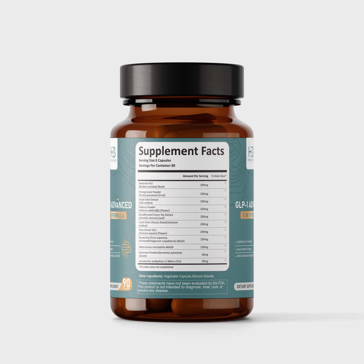 GLP-1 Advanced 11-in-1 Formula – Supports GLP-1 Pathways, Appetite Control | Berberine, Akkermansia, Gymnema Sylvestre, Resveratrol | 90 Capsules