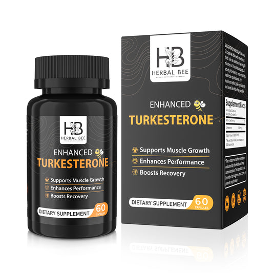Herbal Bee Turkesterone Supplement For Men & Women – 1,000mg High Potency Turkesterone Extract | Supports Healthy Testosterone Levels, Muscle Growth, 60 Capsules