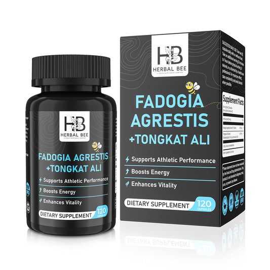 Herbal Bee Fadogia Agrestis + Tongkat Ali, Athletic Performance & Energy Support – Vitality, Stamina & Hormone Balance – 120 Capsules (60 Servings)