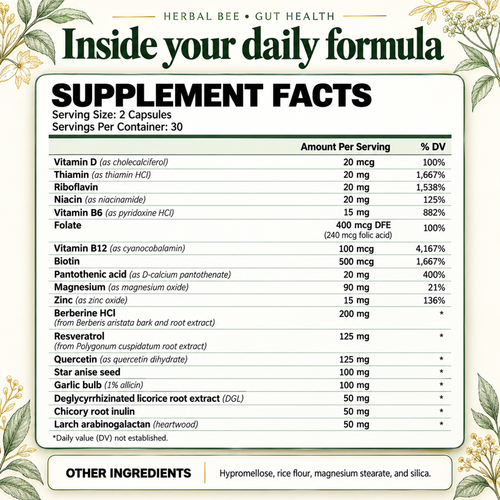 Herbal Bee Gut Health Supplement Facts