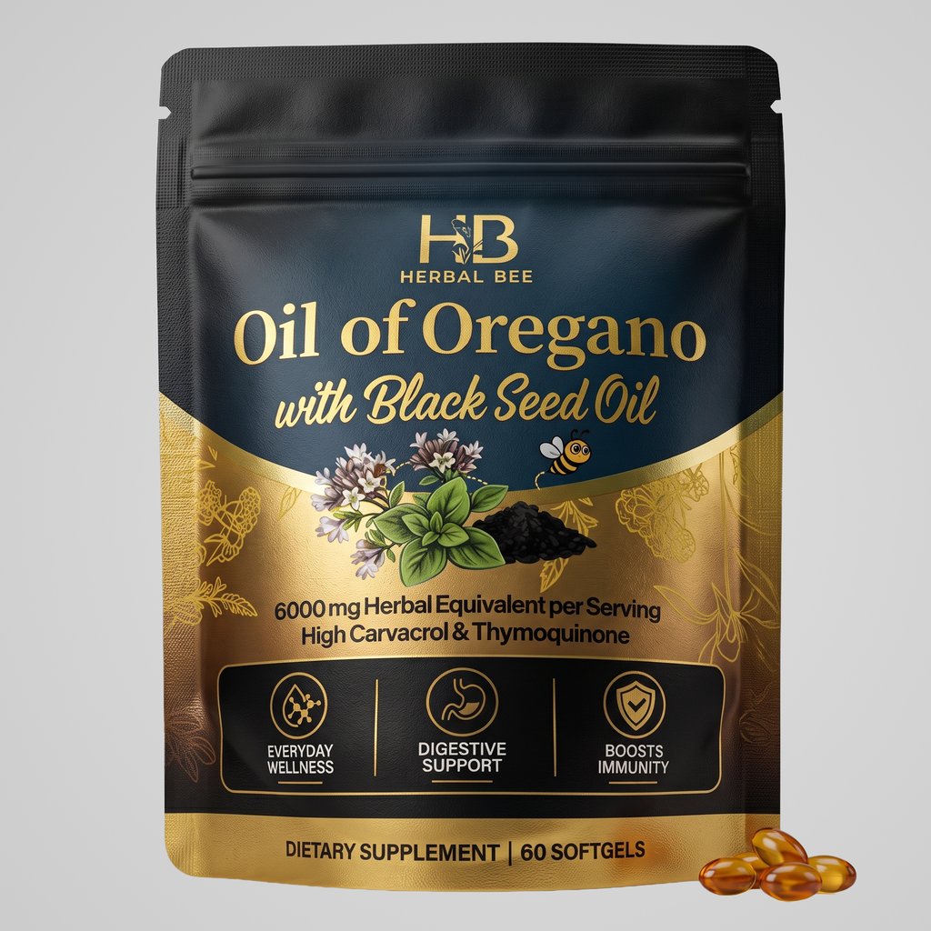 Herbal Bee Oil of Oregano with Black Seed Oil, 120 softgels, 165 mg carvacrol