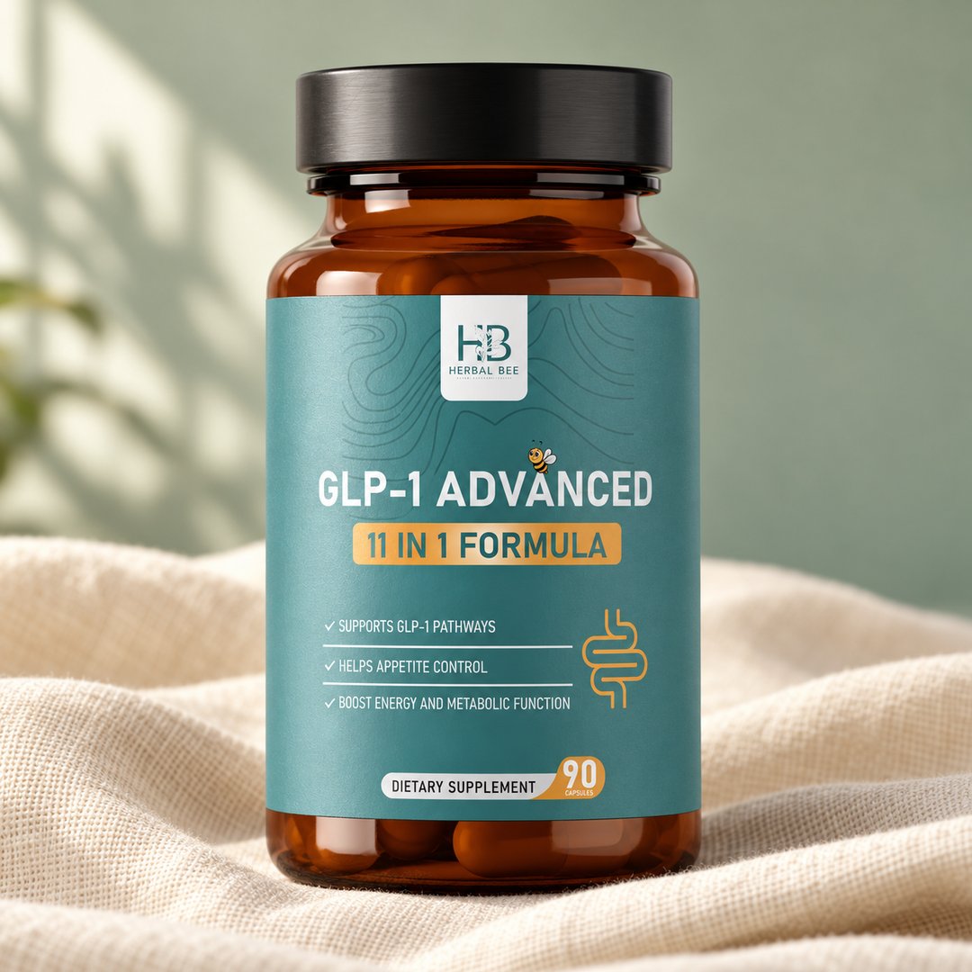 Herbal Bee GLP-1 Advanced bottle on cream linen